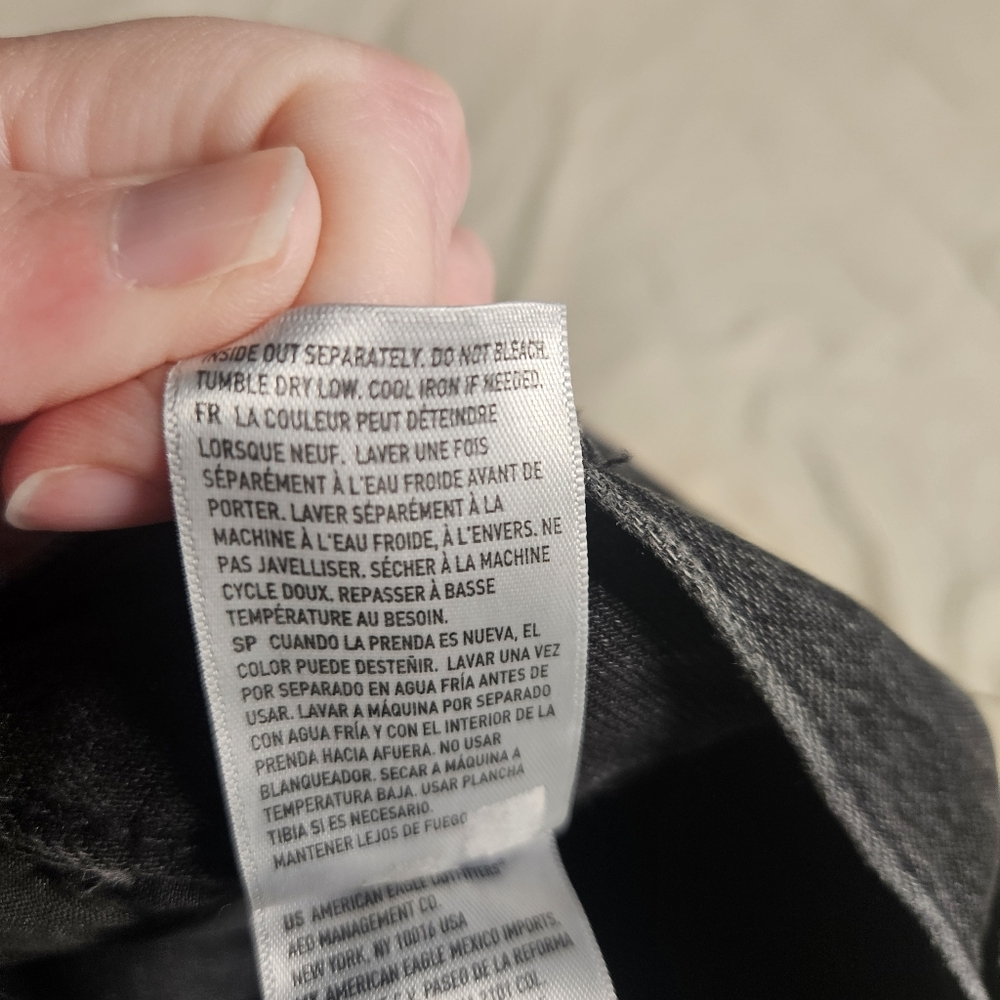 American Eagle Baggy Cargo Wide Leg Jeans Women's Size 6 Super‎ High Rise Black - Picture 11 of 13
